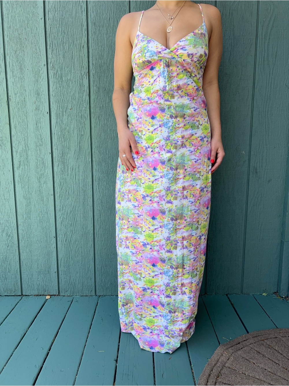 Floral Watercolor Volcom Maxi Dress - Multicolor